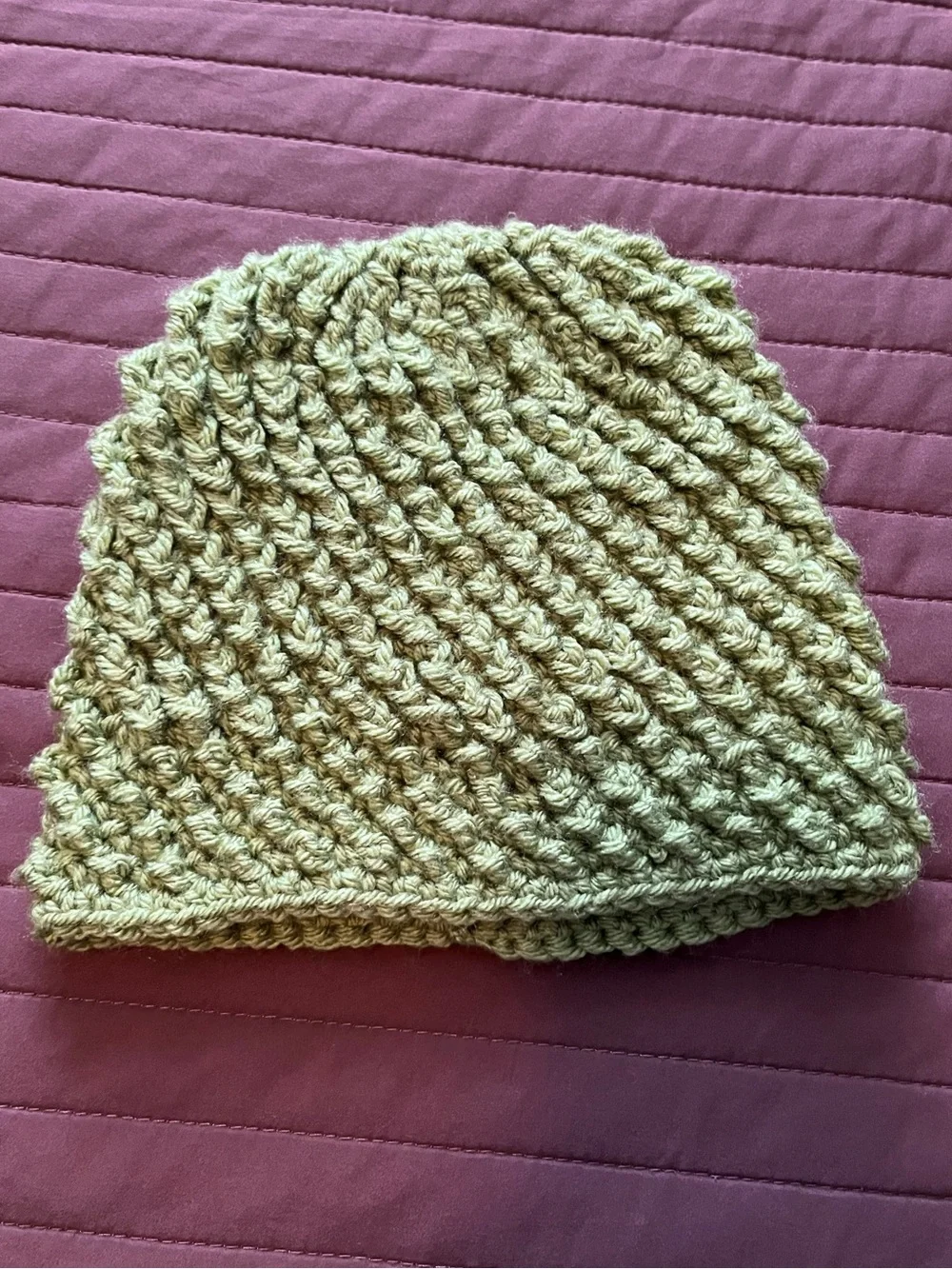 Handmade Crochet Sage Beanie Adult Small Teen Stretch Knit Hat Boho Cottagecore